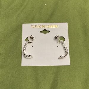 Feather Design J Hook Earrings